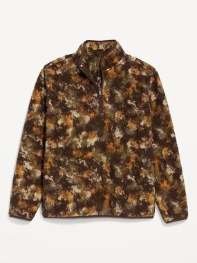 Old Navy  Brown & Olive Camo Fleece Quarter-Zip Pullover